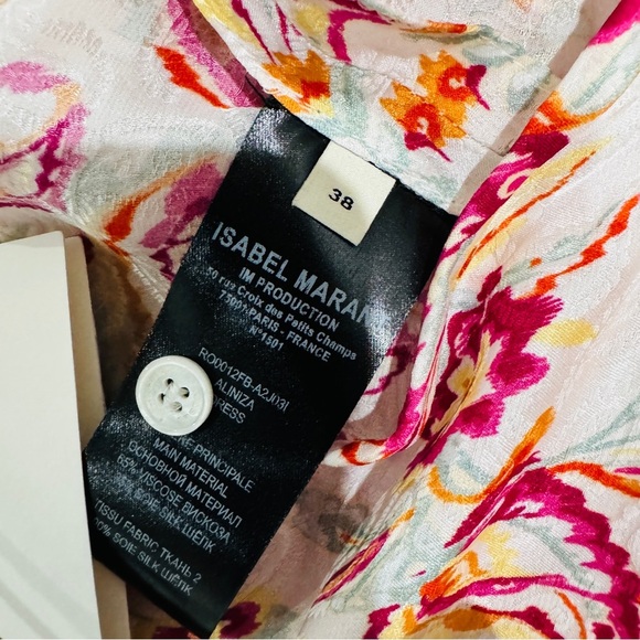 ISABEL MARANT Ruched printed satin-jacquard midi dress NEW - Picture 6 of 9